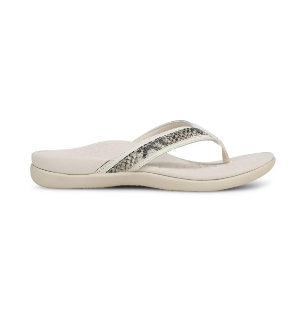 VIONIC Tide 2.0 Toe Post Sandal, Cream Snake Print Leather