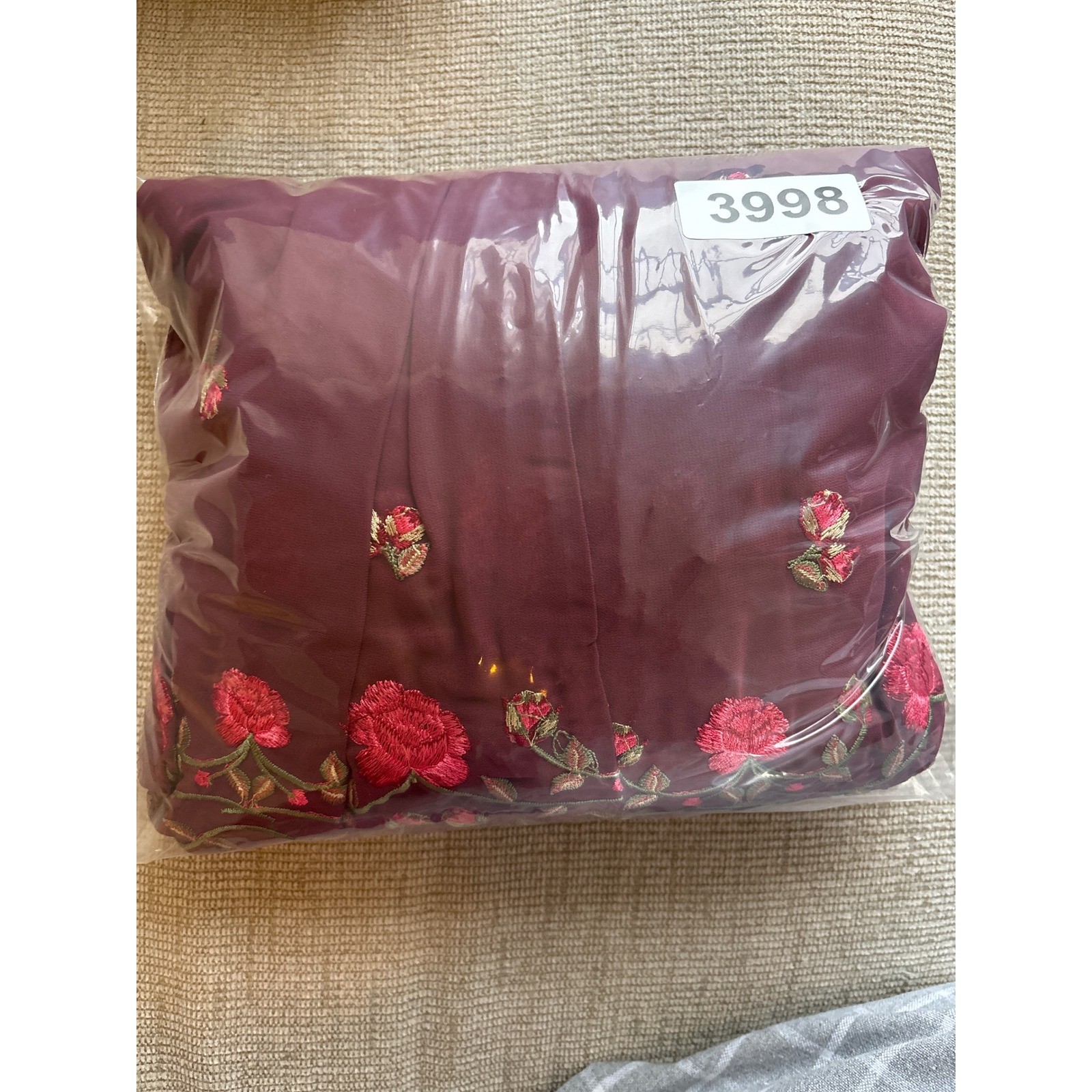 ASOS DESIGN Burgundy Floral Embroidered Tiered Maxi Dress Tie Neck Wine Size 10