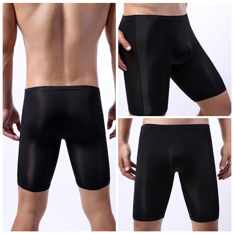 Men Trunks Underwear Boxer Briefs Ice Silk Seamless Sexy Shorts Long Underpants❤