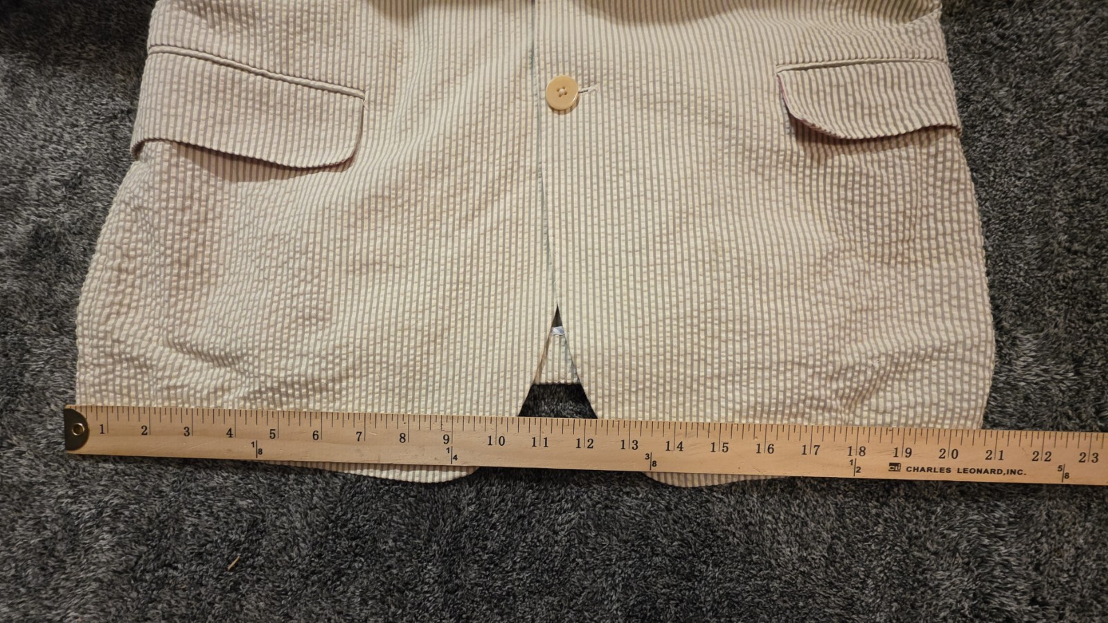 Haspel 2 Piece Seersucker Suit Tan Bisque White Men 46R 34×30 Old Money Southern