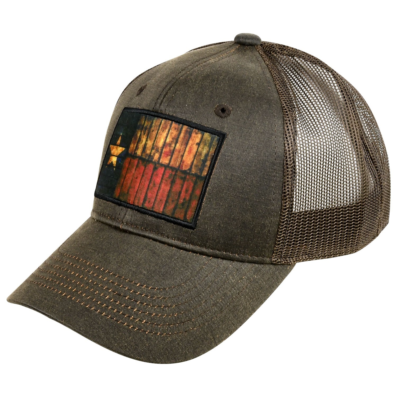 Texas Flag Patch Meshback Cap- Dark Brown
