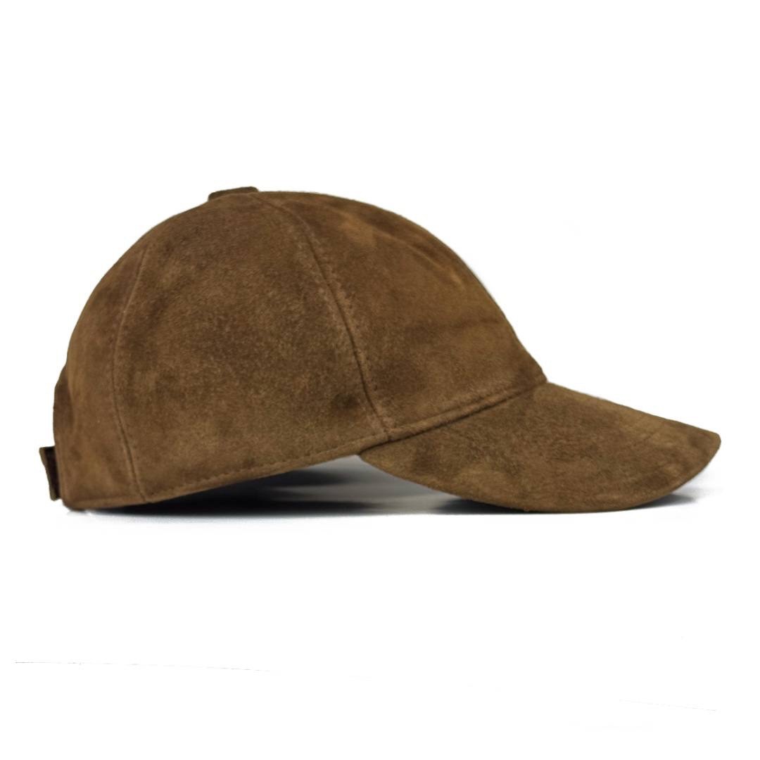 Real Suede Leather Baseball Cap for Men – Handmade Premium Quality Brown