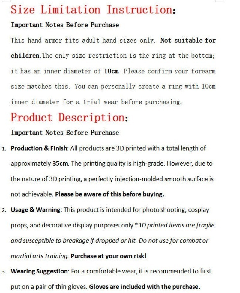 Cyberpunk Mechanical Wearable Hand Armor Tactical Gloves Cosplay Props Gift New