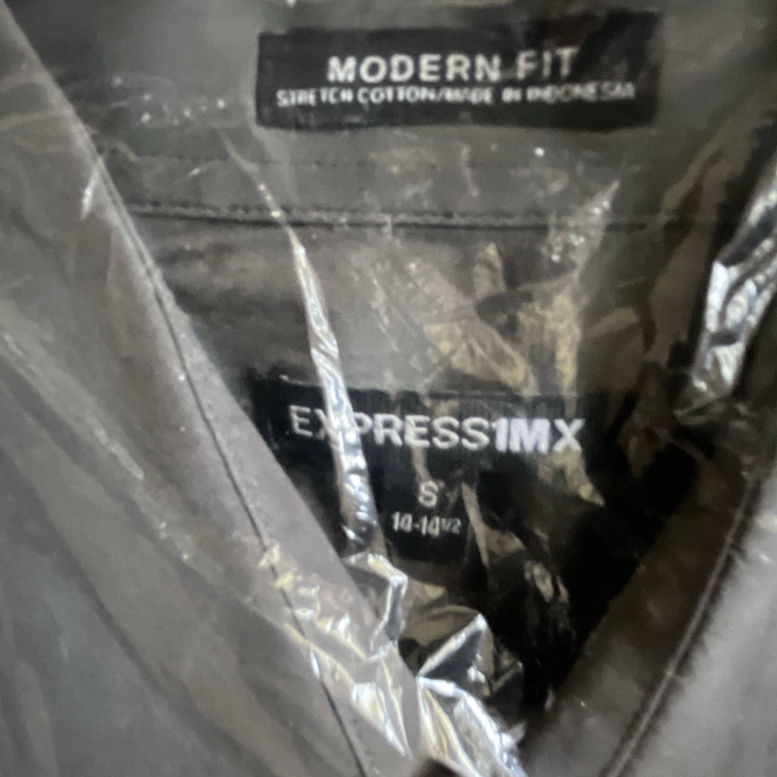 Express 1MX Modern Fit Gray Stretch Cotton Dress Shirt, S 14-14 1/2 30/31
