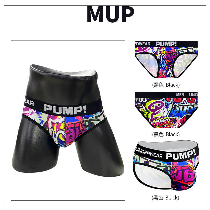 PUMP Men Sexy Printing Low Waist Briefs Bikini Underwear Underpants Jockstrap