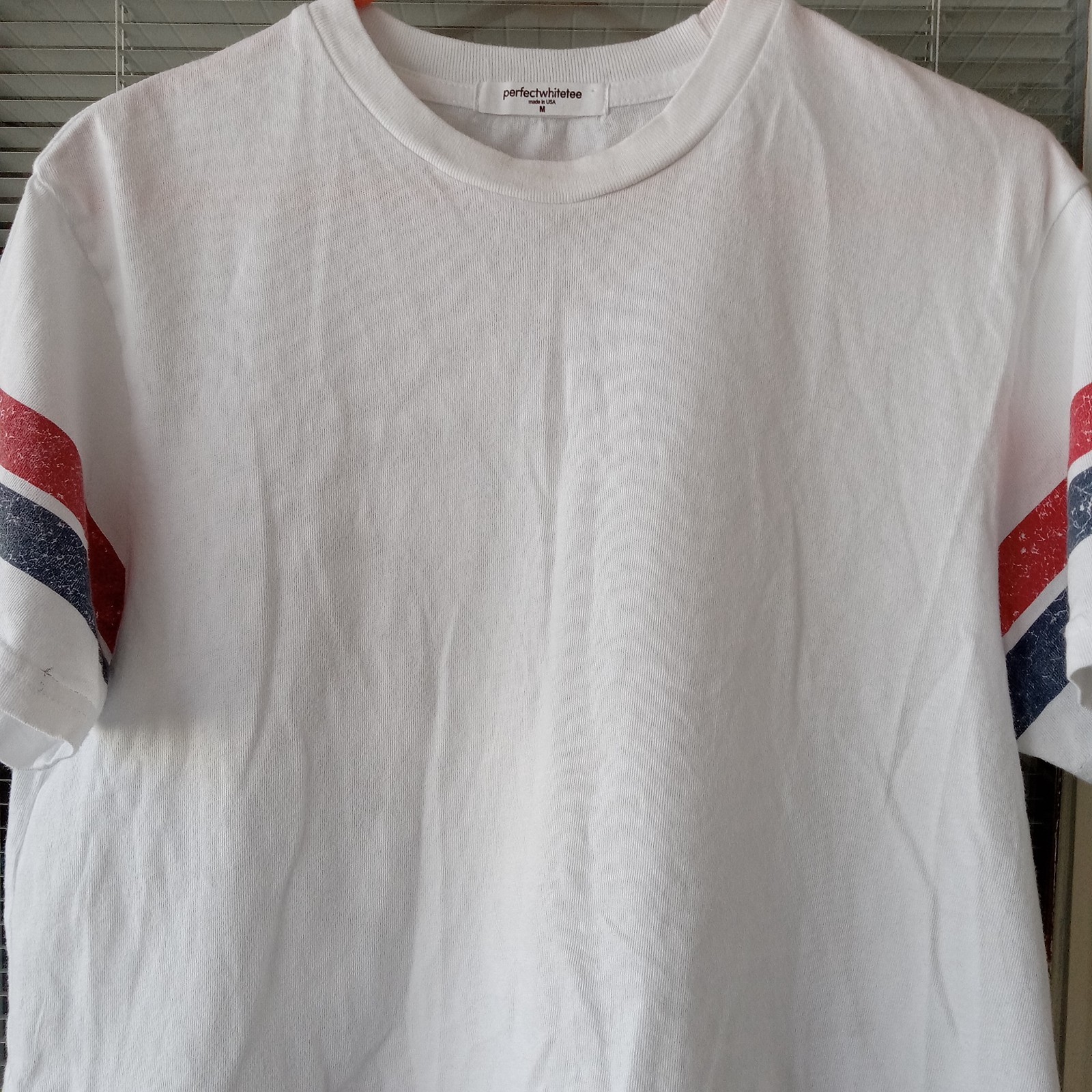 perfectwhitetee Womens Medium Lexy Athletic Stripe T/Tee Shirt Flaw