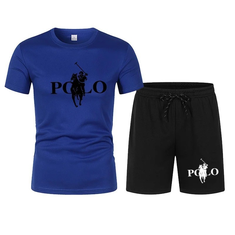 Men’s Summer Sports Set Short Sleeve T-Shirt & Shorts 2-Piece Outfit Casual Stre