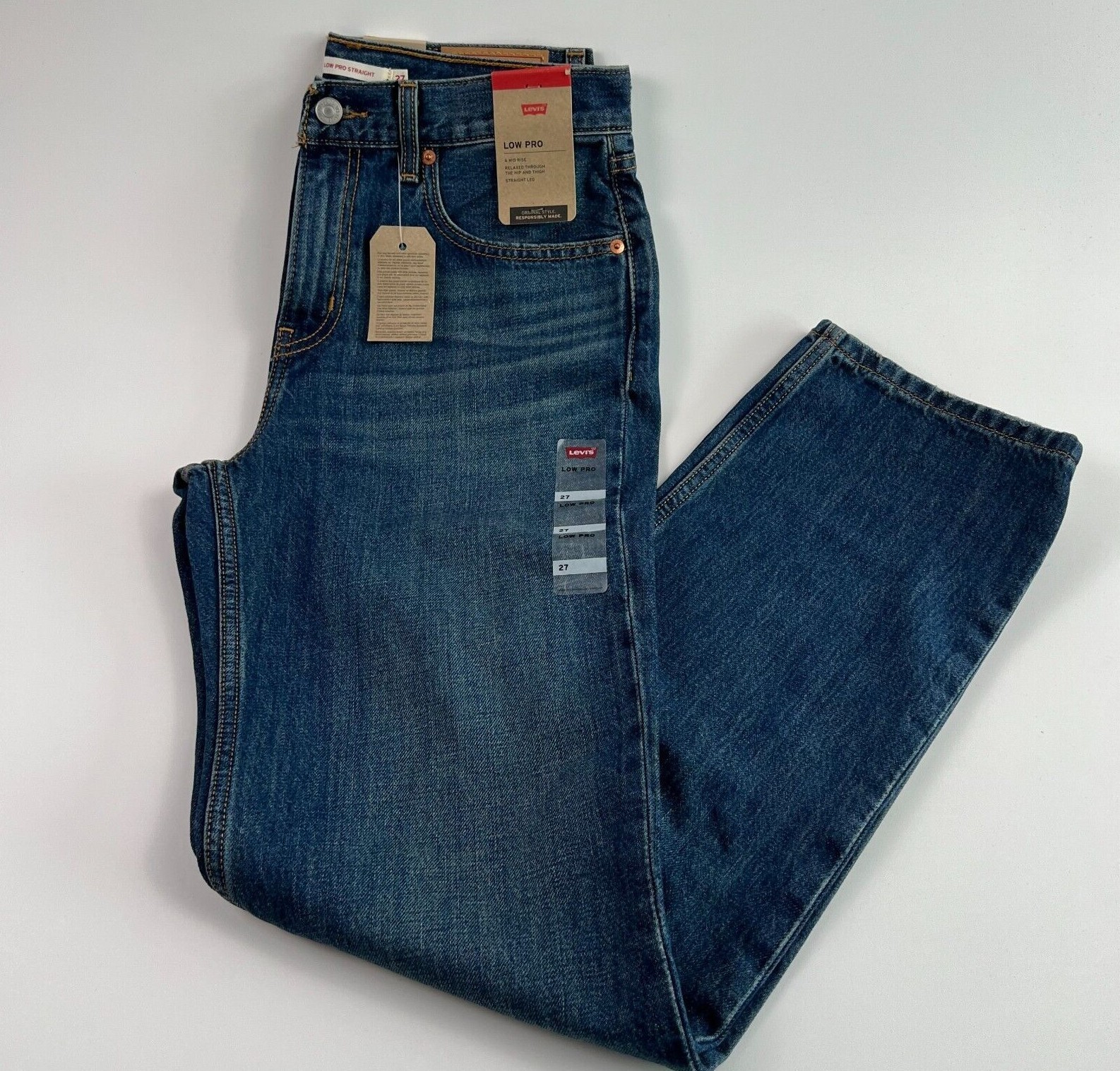 Levi’s Women’s Low Pro Straight Leg Zip Fly Mid Rise Jeans Blue NWT