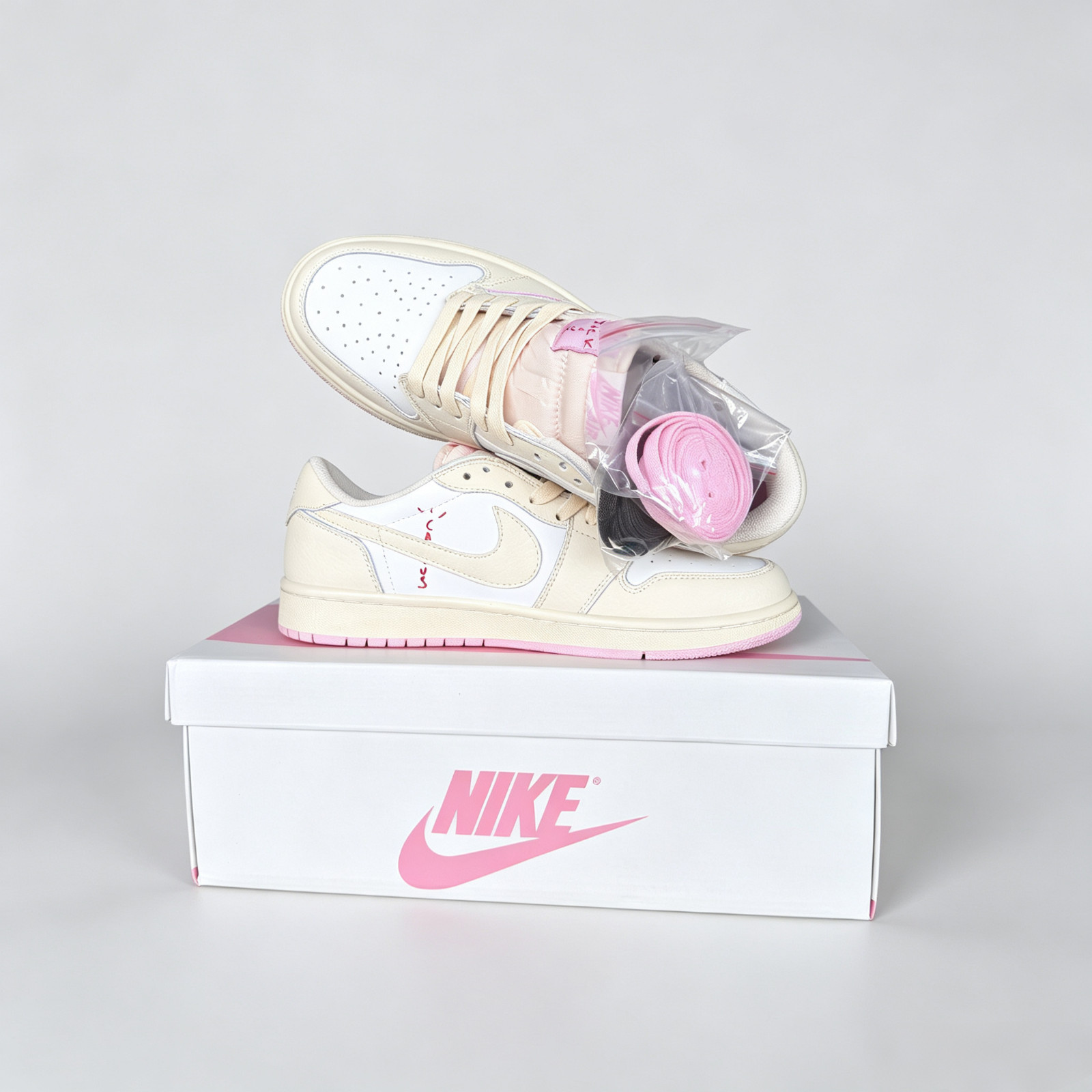 Travis Scott x Jordan1 Low OG SP ‘Shy Pink’ Sports Casual Shoes US Size 7-13