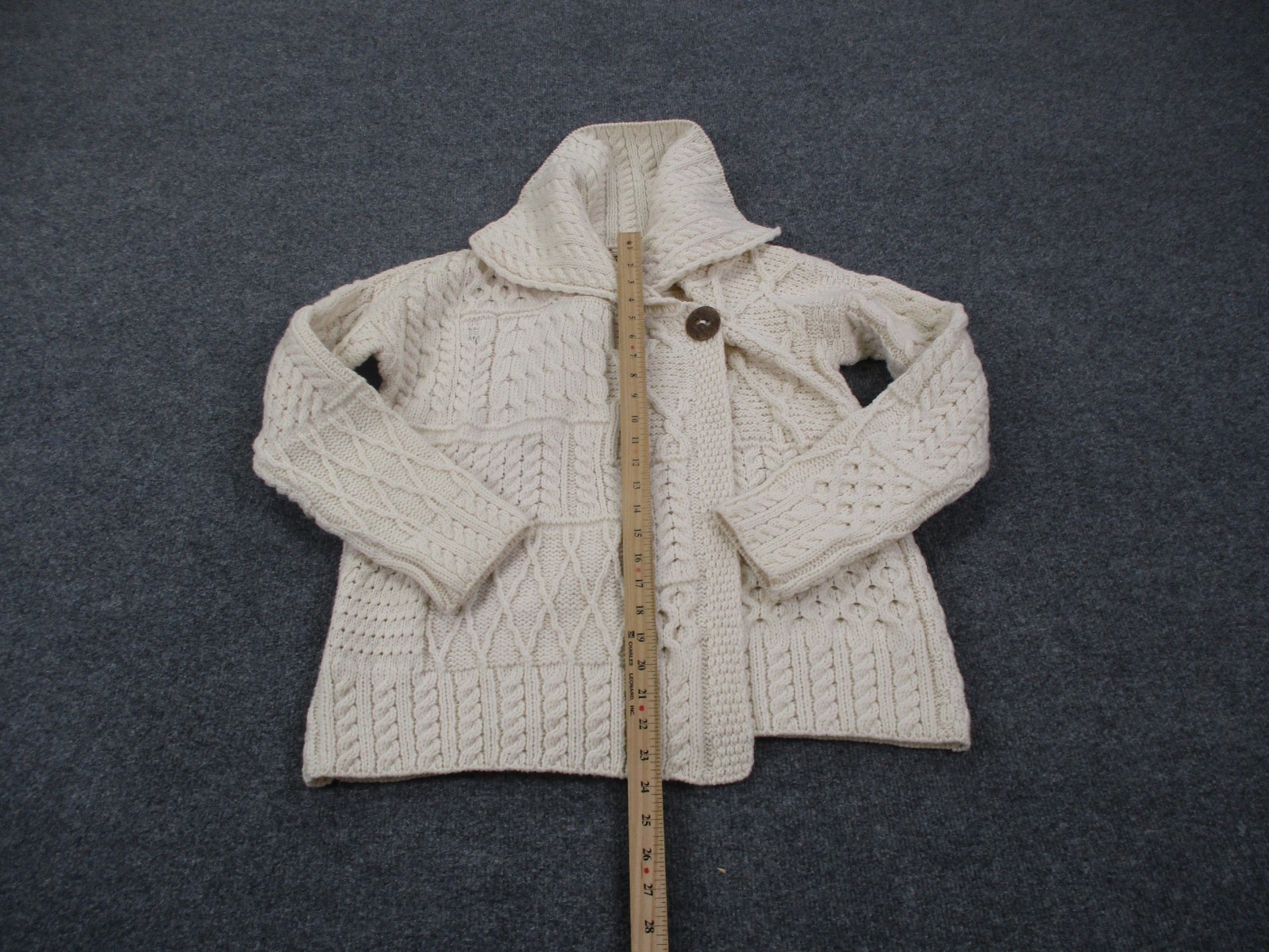 Arancrafts Sweater Womens L White Wool Ireland Cable Knit Fisherman Heavy