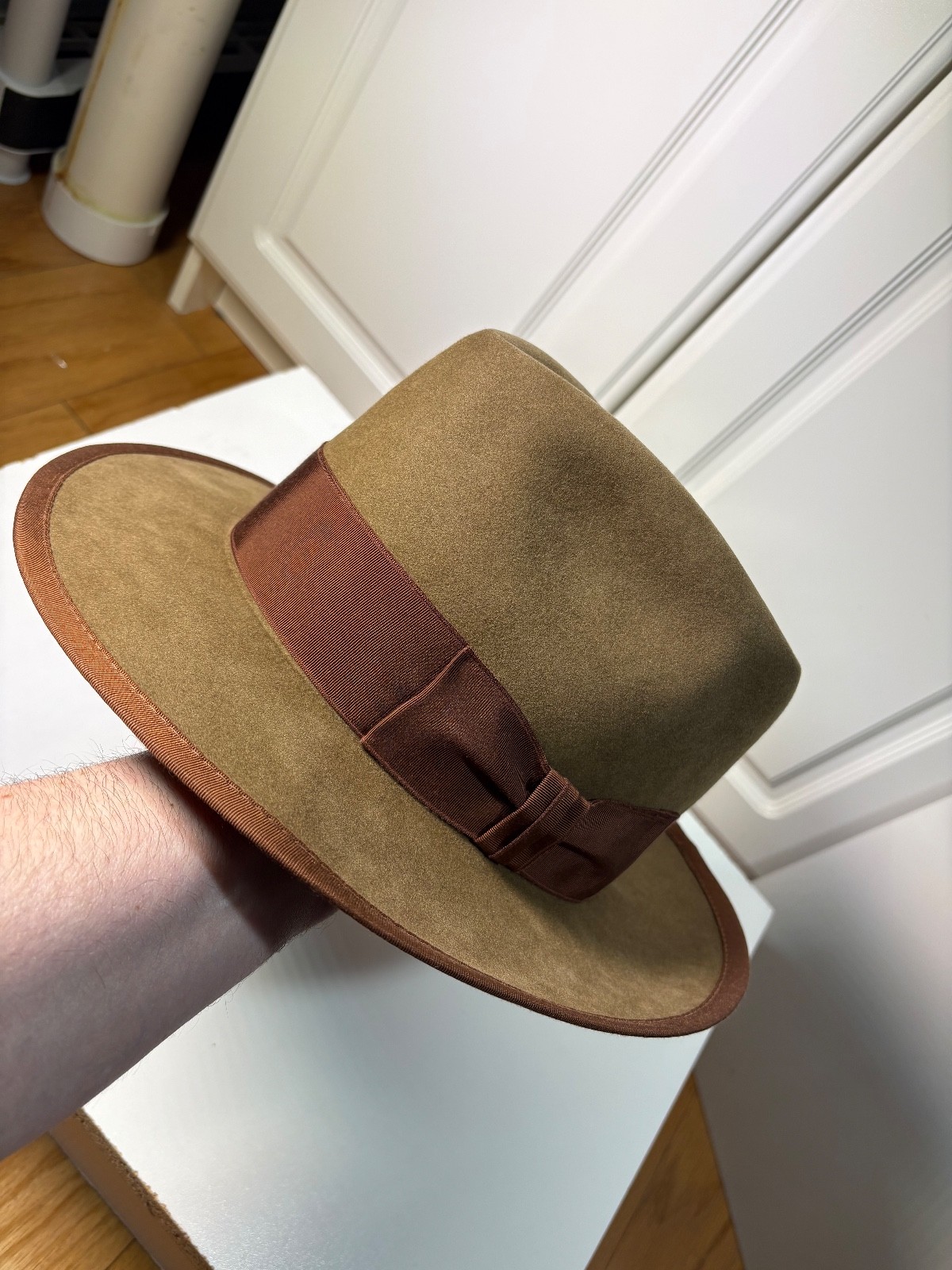 Gannon Hat Co Fedora, Whiskey, 7 1/4, Stetson, Pure Beaver Whippet Vintage Style