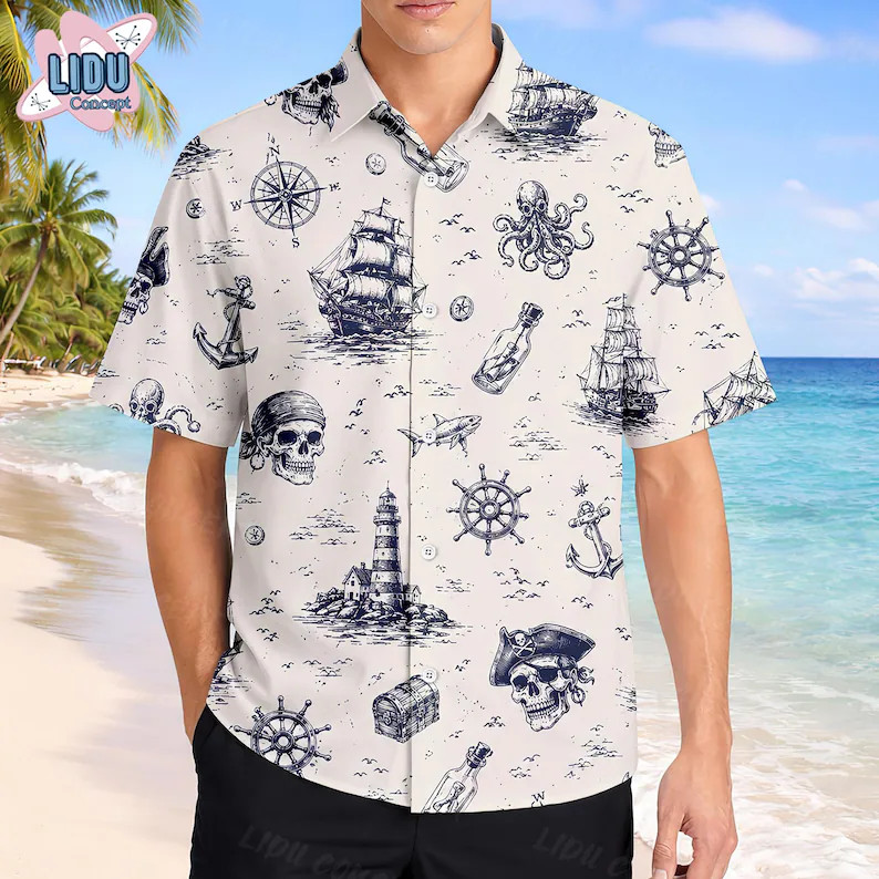 Nautical Pirate Vintage Hawaiian Shirt