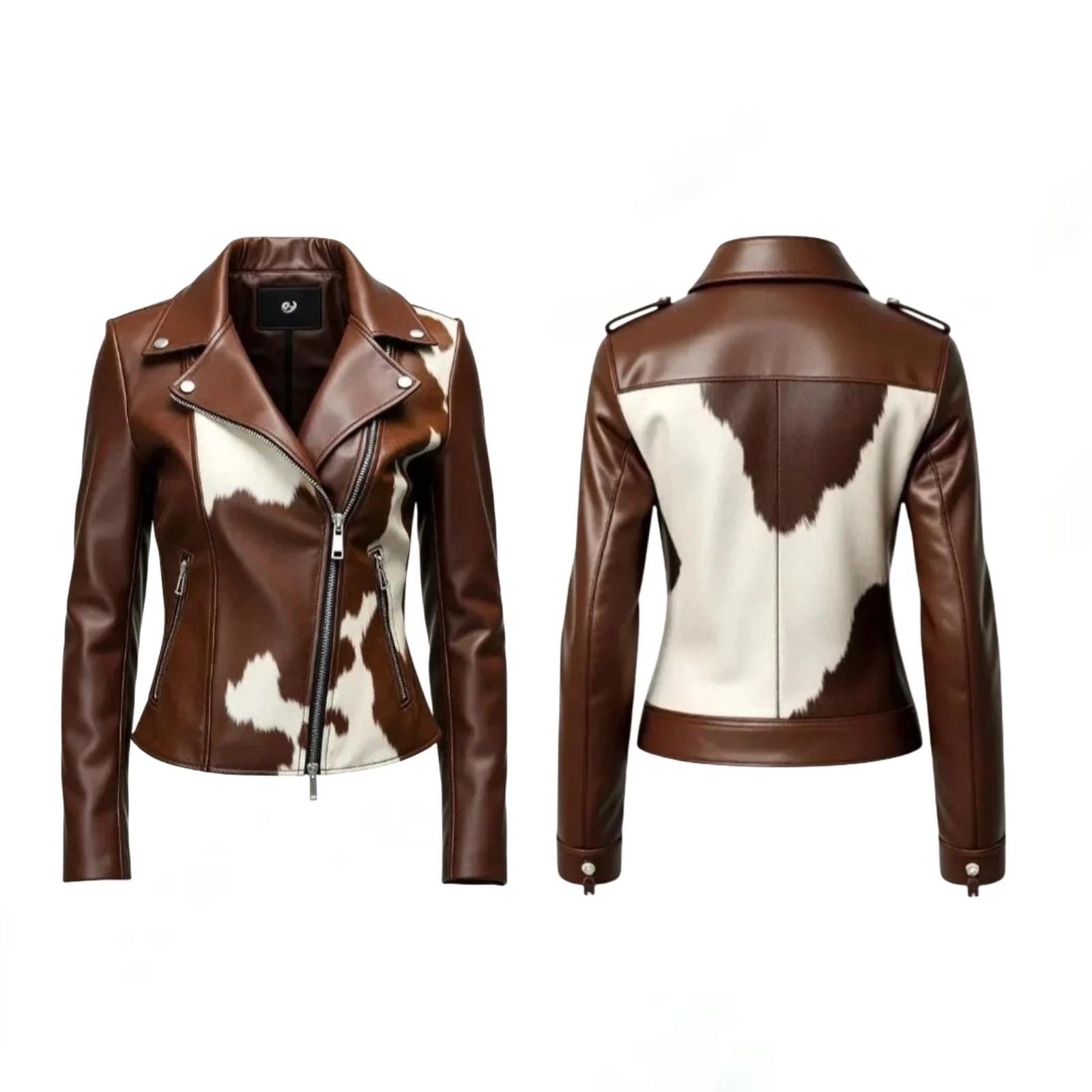Genuine Cowhide Leather Western Jacket Hair-On Hide Handmade Coat