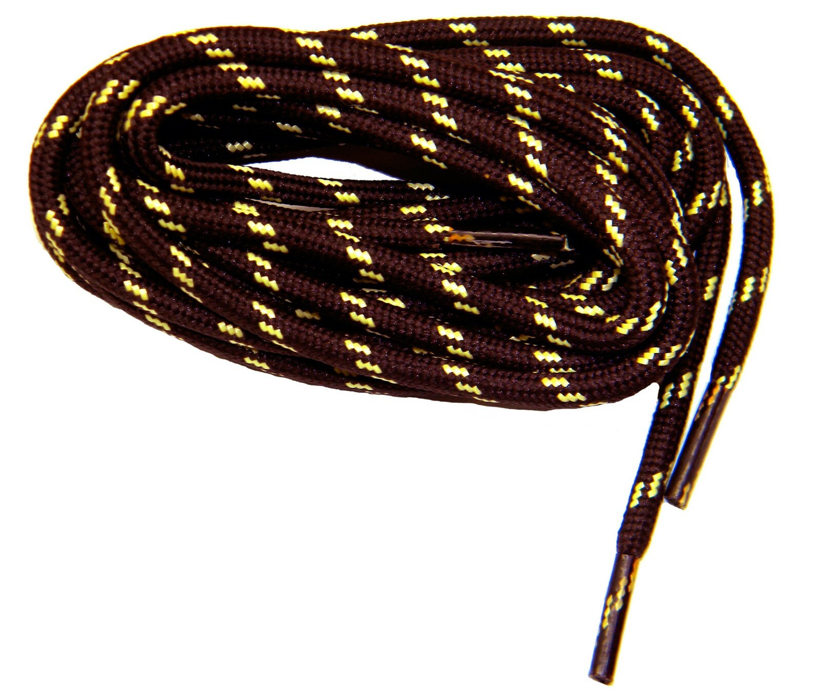 2 Pair Brown w/ Yellow Boot laces Shoestrings Round Heavy Duty made with Kevlar
