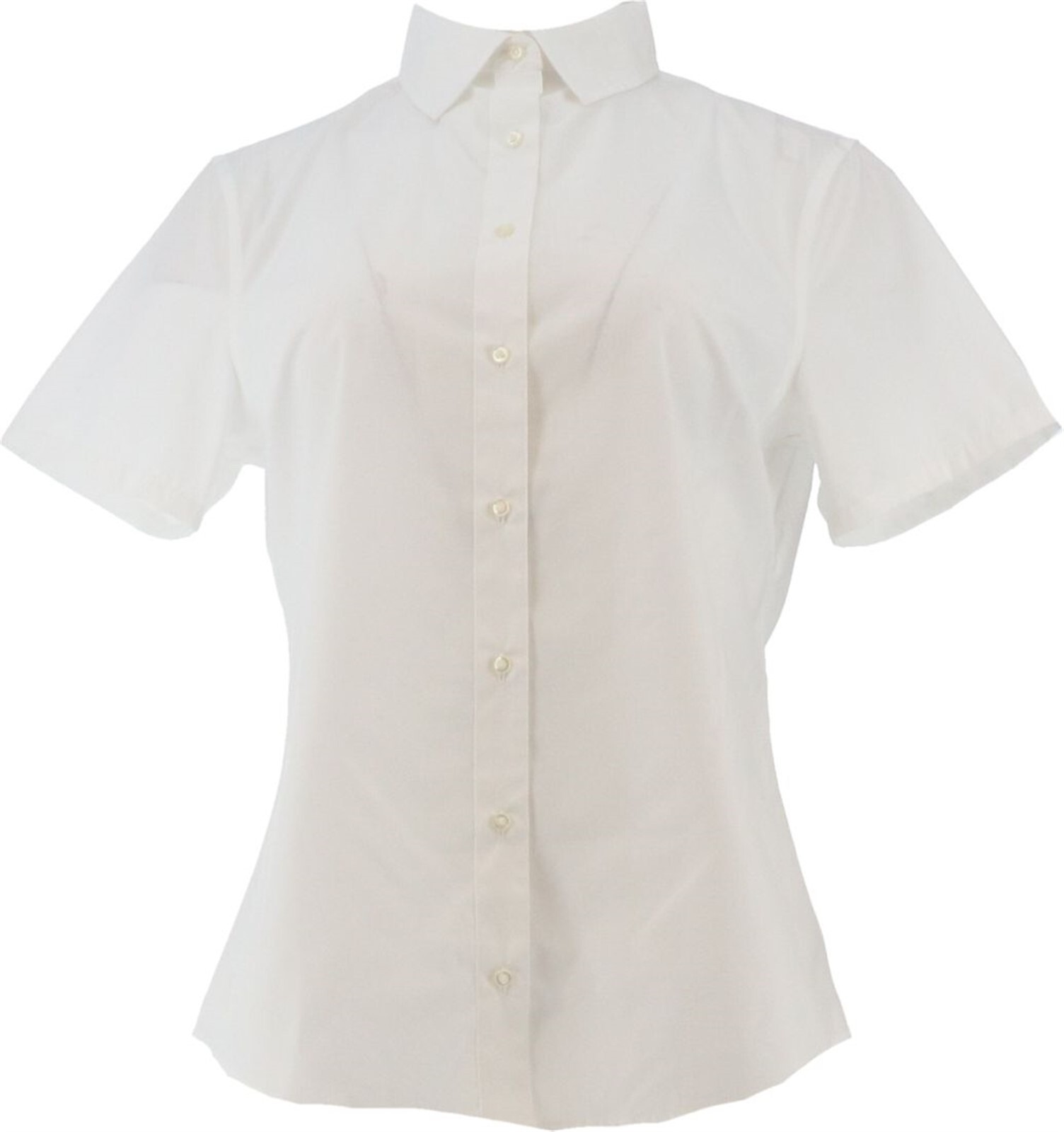 Lands’ End Women’s Short Slv Woven SC Broadcloth White 10 NWOT (407)