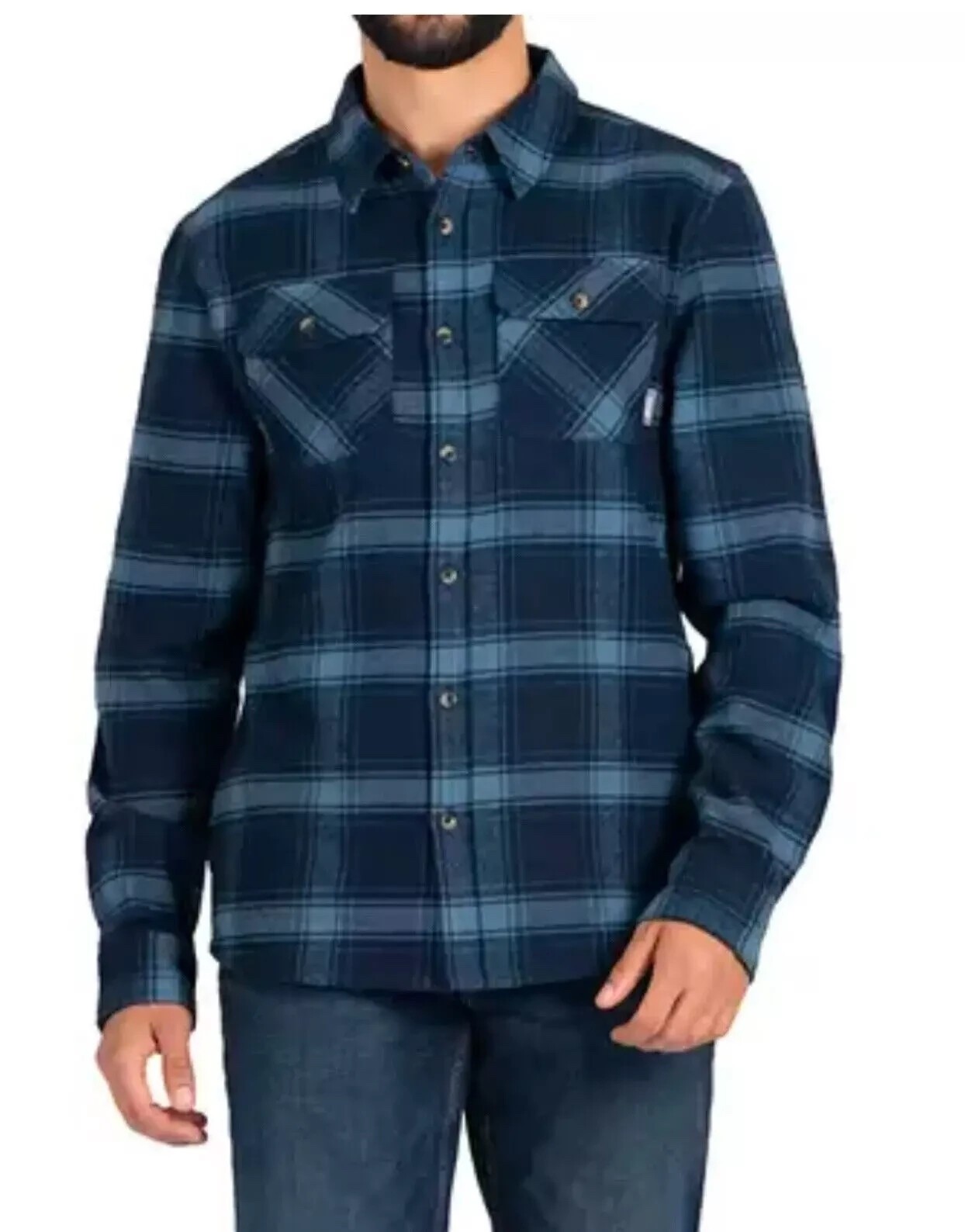 Colorado Clothing Men’s Plaid Flannel Brushed Fabric Long Sleeve Shirt, Blue,3XL