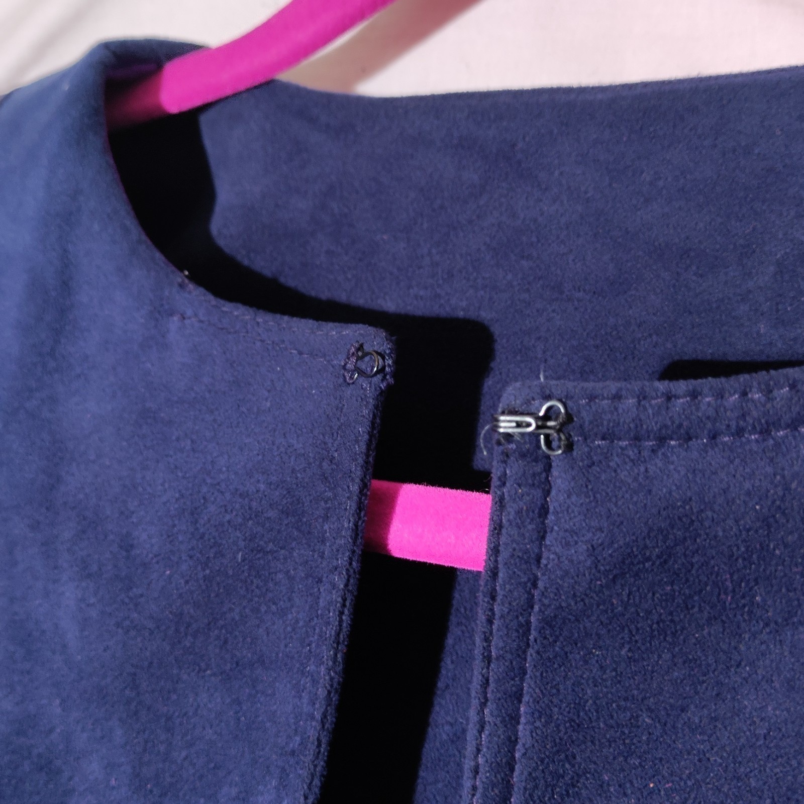 Lilli Ann Purple Red Cream Colorblock faux ultrasuede lined JACKET