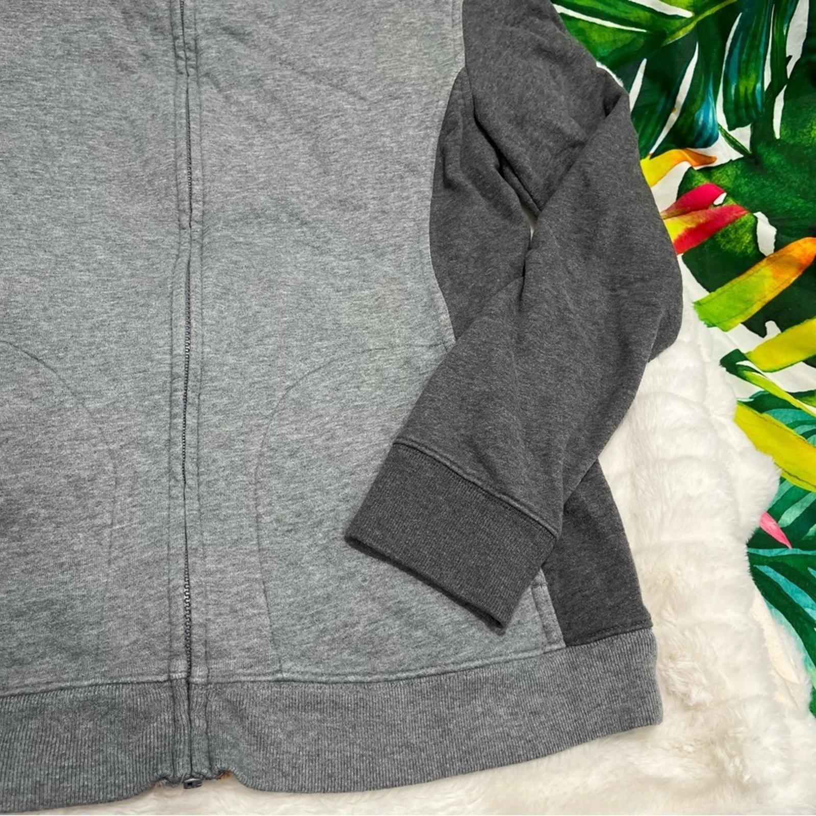 Euc $65 Lands’ End S Grey Orange Full Zip Fall Winter Casual Sporty Sweatshirt