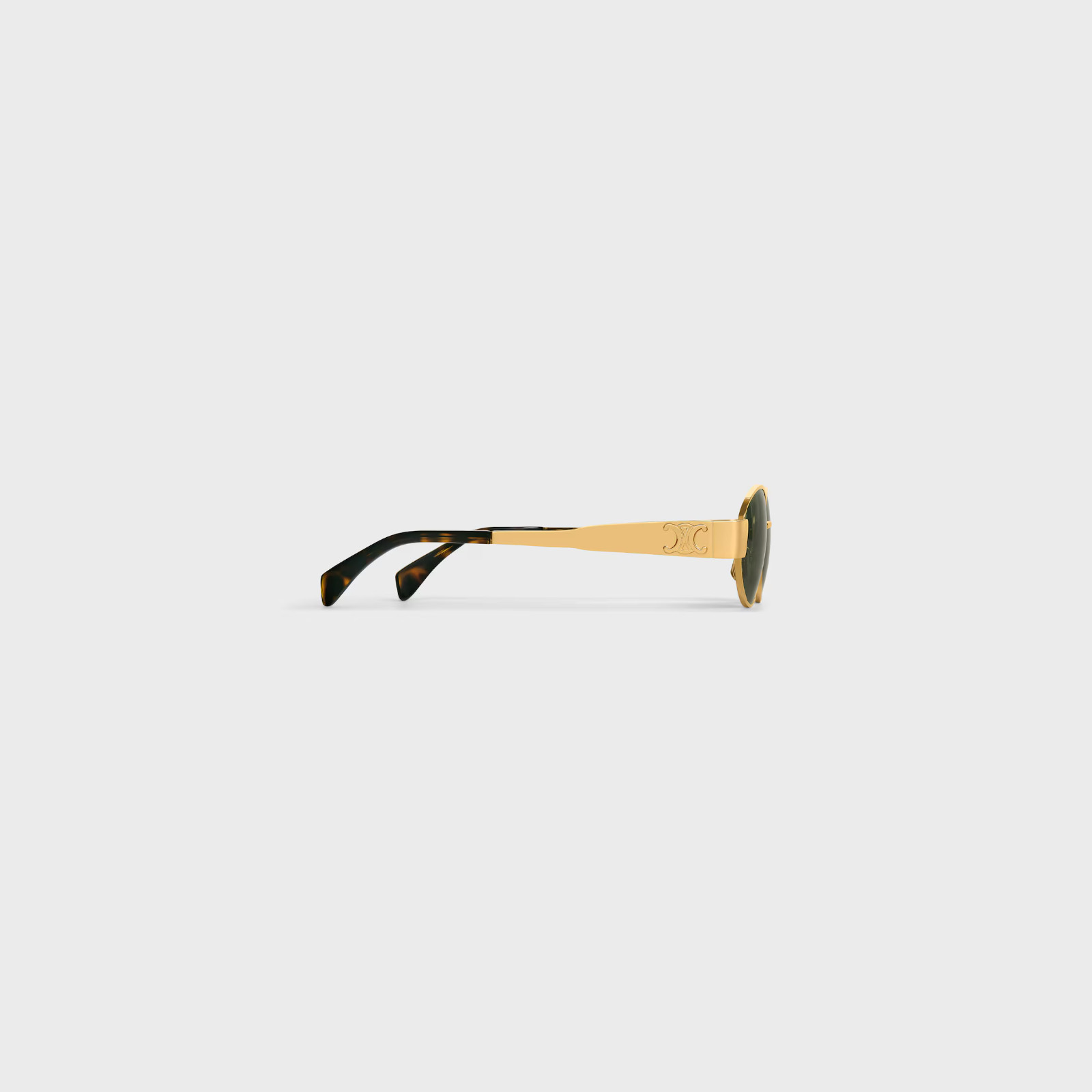 Celine Metal Triomphe CL40235U 30N Endura Gold/Green Oval Women’s Sunglasses