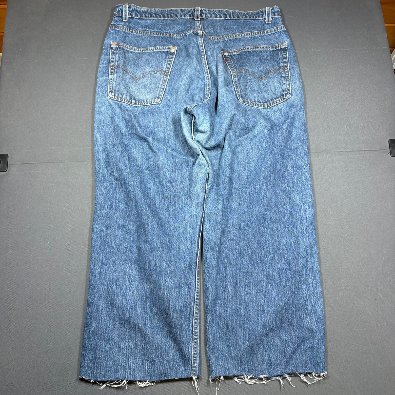 Vintage Levis 567 Straight Leg Jeans Size 36×30 Wash Distressed Cutoff Hem Y2K