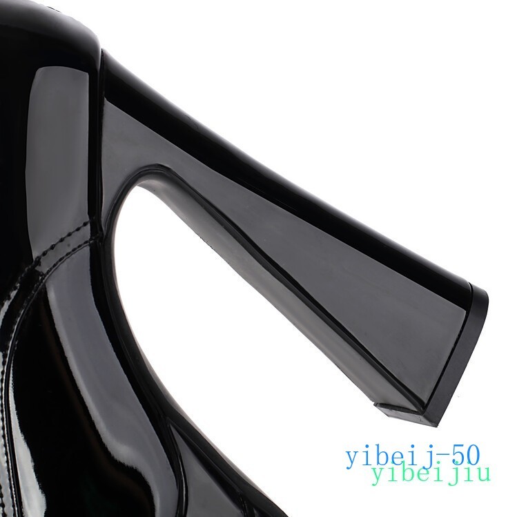 Women’s Mid Calf Boots High Heels Platform Leather Runway Party Buckle Shoes Zip