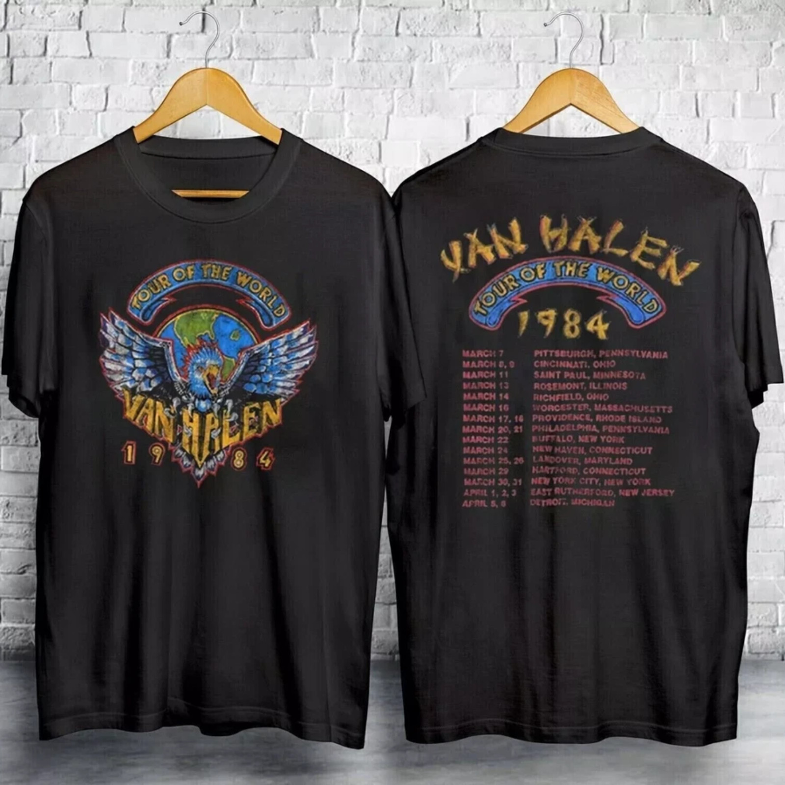 Van Halen 1984 Tour Shirt Vintage Rock Band Tee World Tour Graphic Unisex