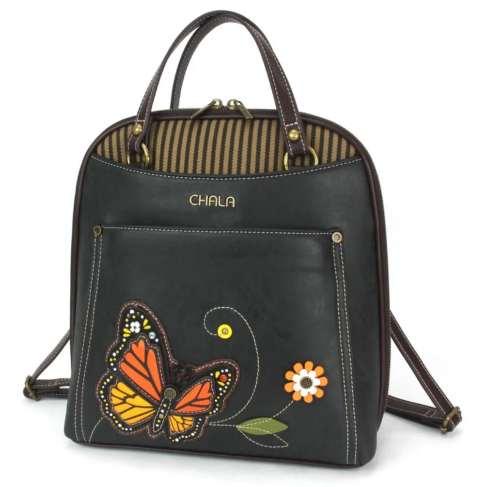 CHALA Convertible Backpack Purse – MONARCH BUTTERFLY (Black) NWT