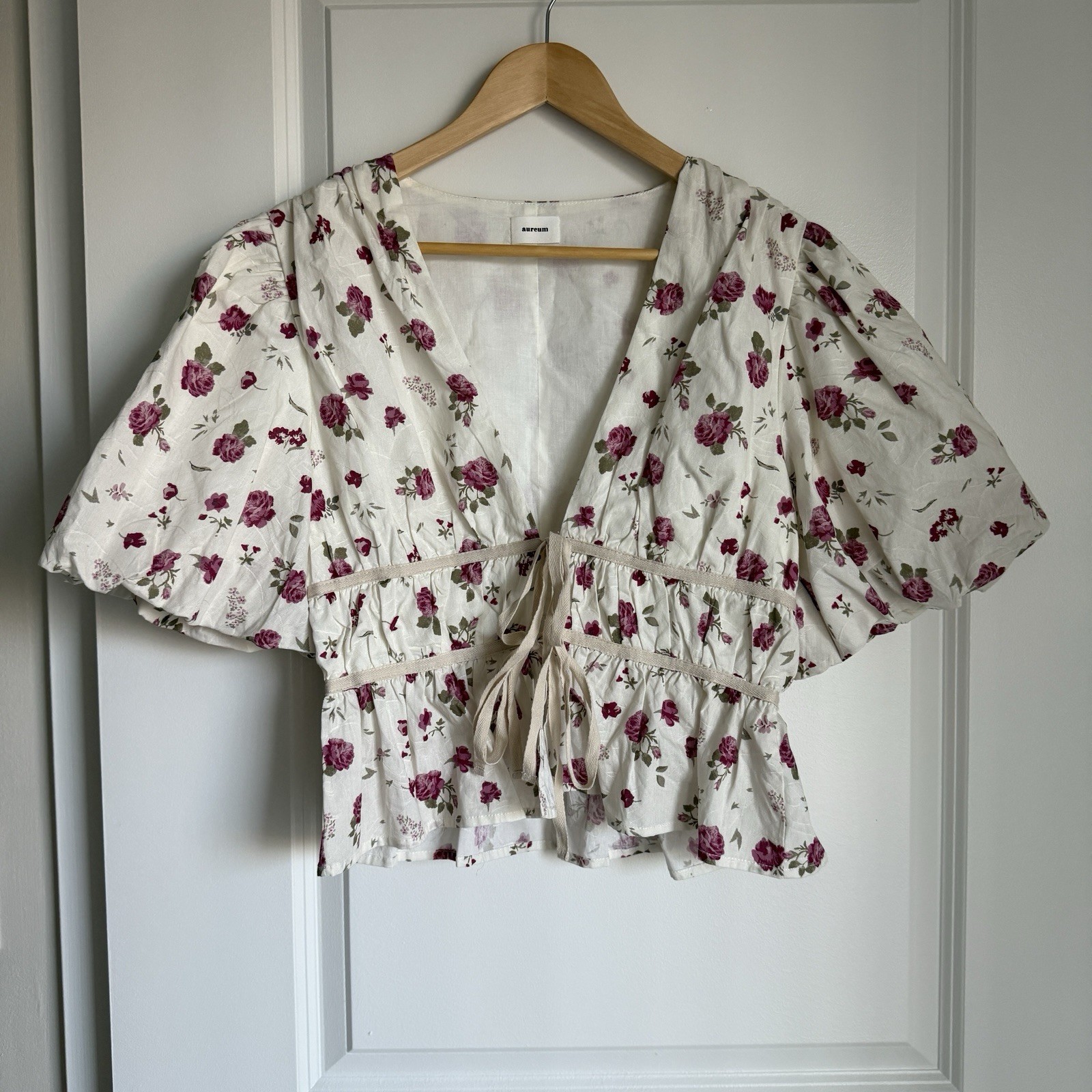 Aureum Women’s Floral Top Milkmaid Fairy Cottagecore SZ M Bohemian Peasant