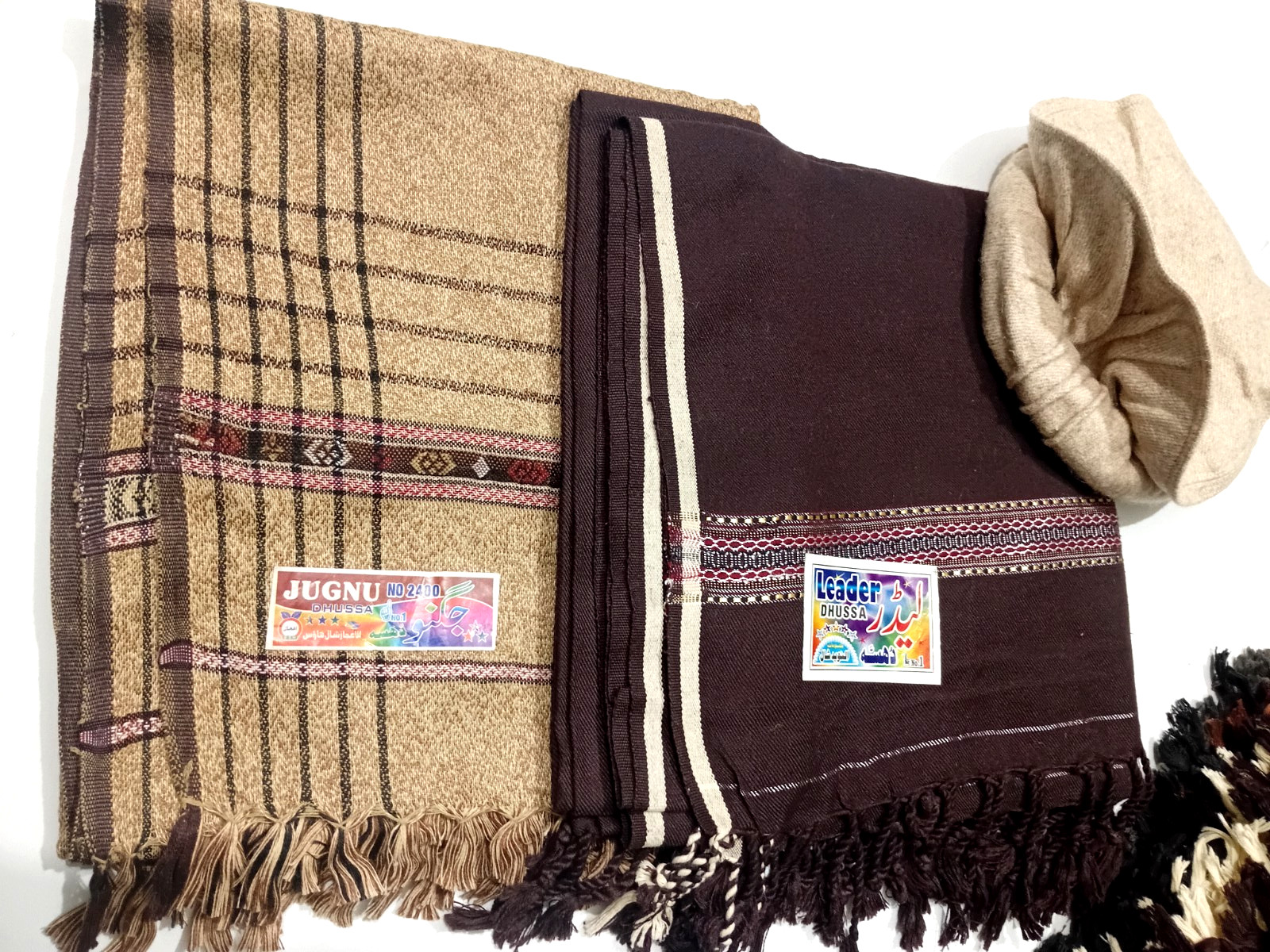 Afghan Patoo Wool Shawl Quality Value Pack: 2 Shawls + 1 Pakol Hat Only 100$ pkg