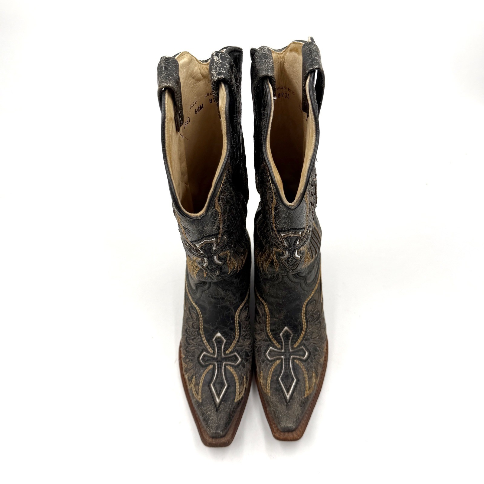 Corral Western Boots Black Wing Cross Embroidery Western Womens 6.5 M A1967