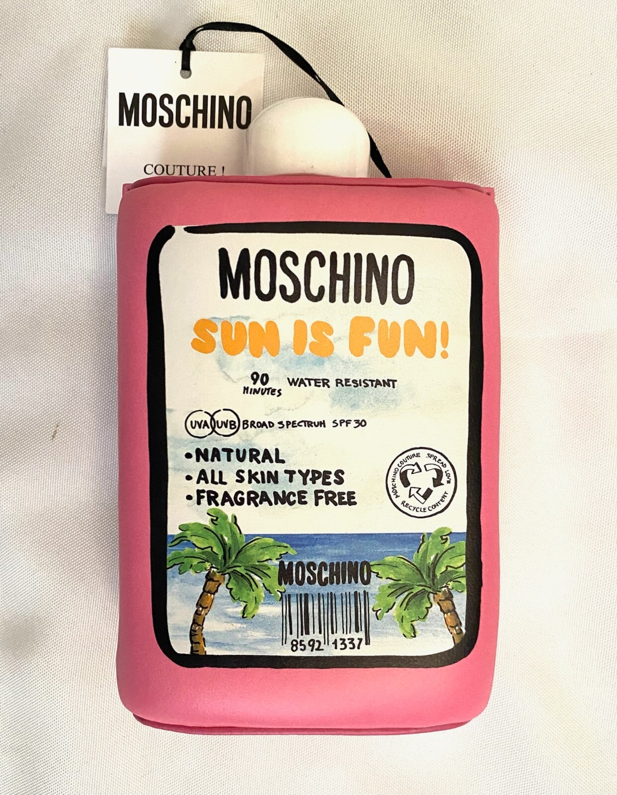 MARCH SPECIAL! SS23 MOSCHINO COUTURE Tan Pink Leather Sunscreen Shoulder Bag