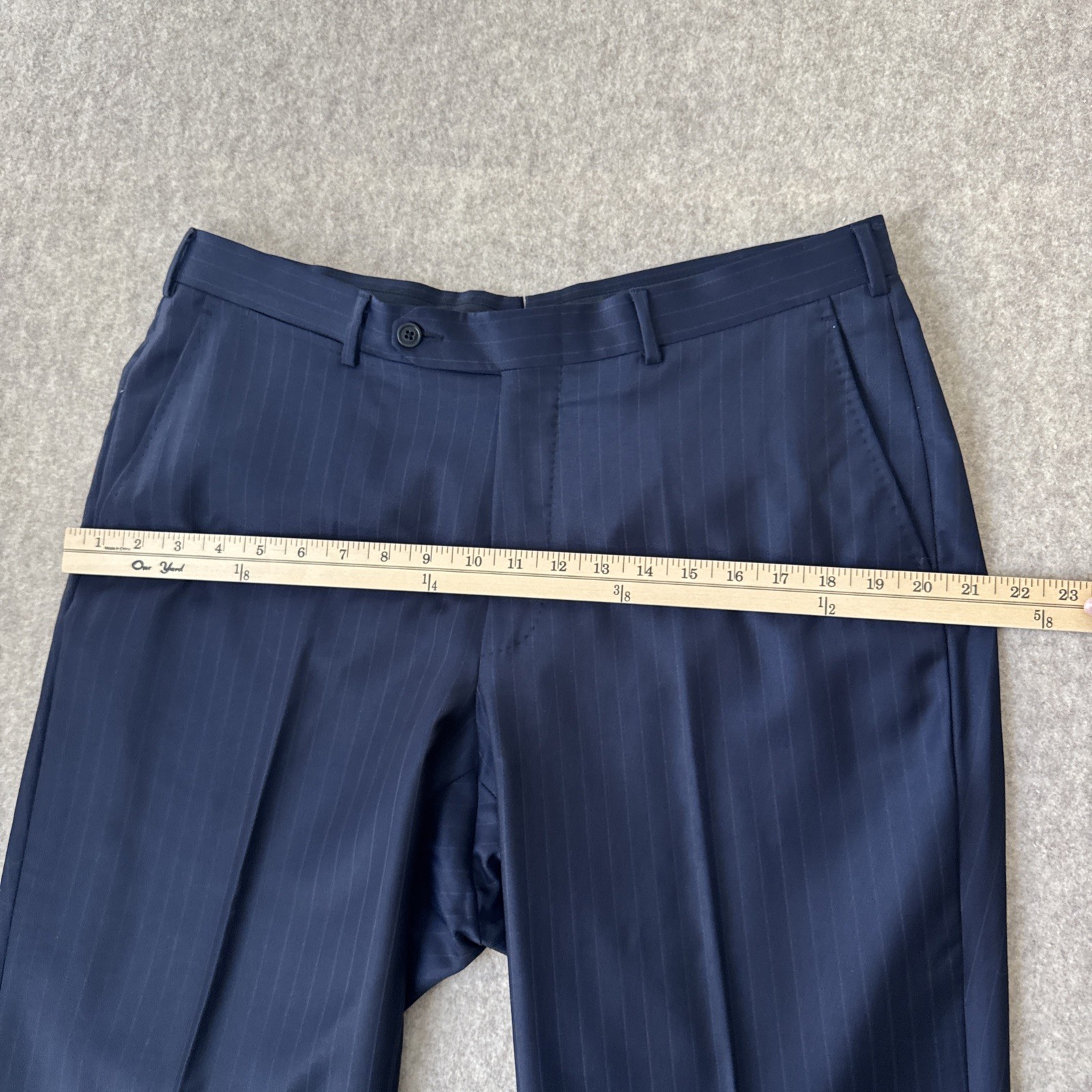 Ermenegildo Zegna Trofeo Suit Mens 54L Blue Pinstriped Wool 36×32 Tailored Fit
