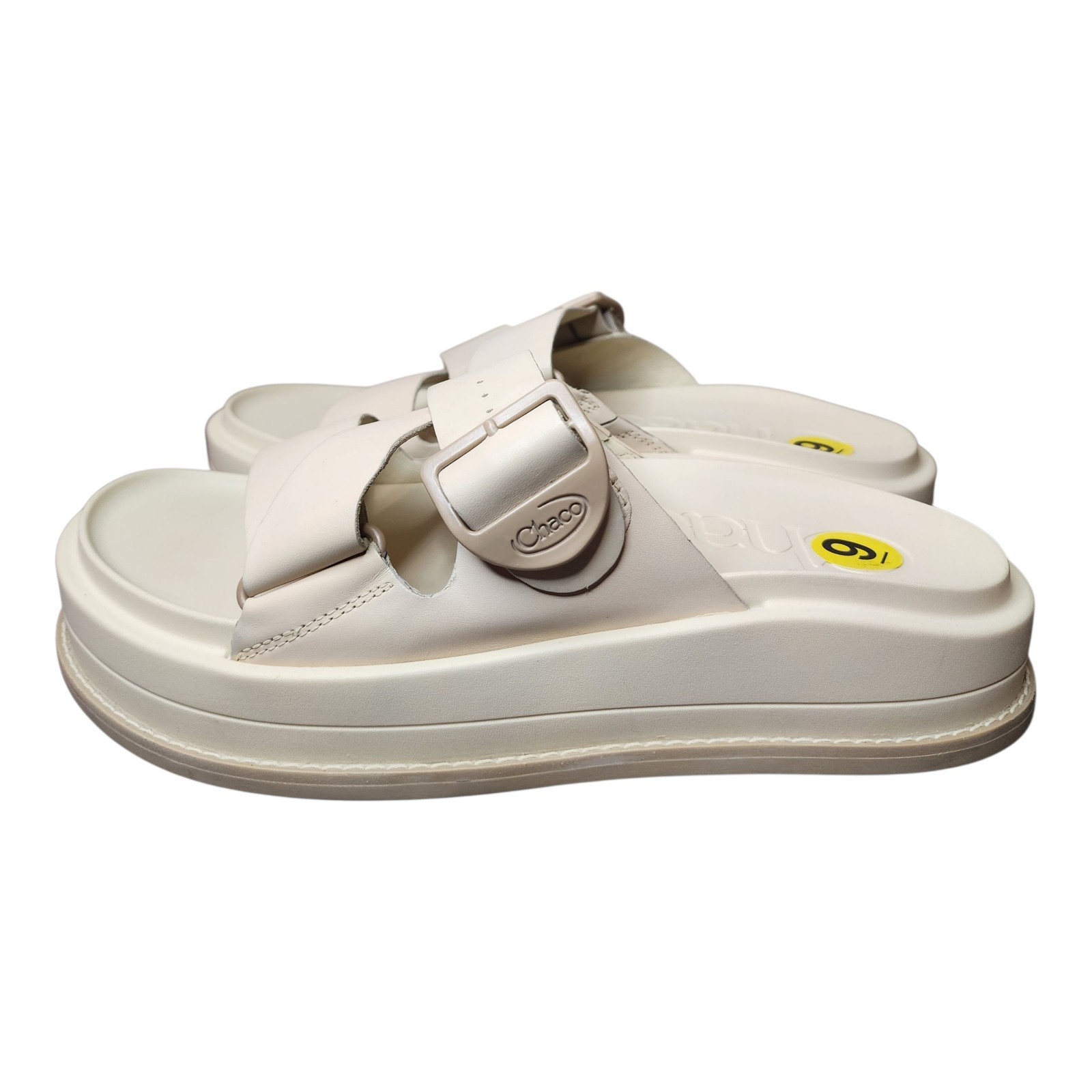 Chaco Townes Midform Slide Sandals Women’s 9 Angora Cream White Leather