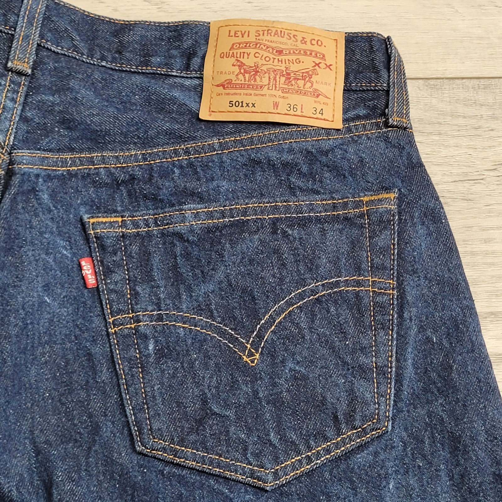 👖Vintage Levi’s 501XX Rigid Raw Jeans Mens 36×34 (34×32) Dark Indigo Denim Y2K