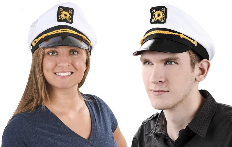 Skipper Yacht Hat White Gold Black
