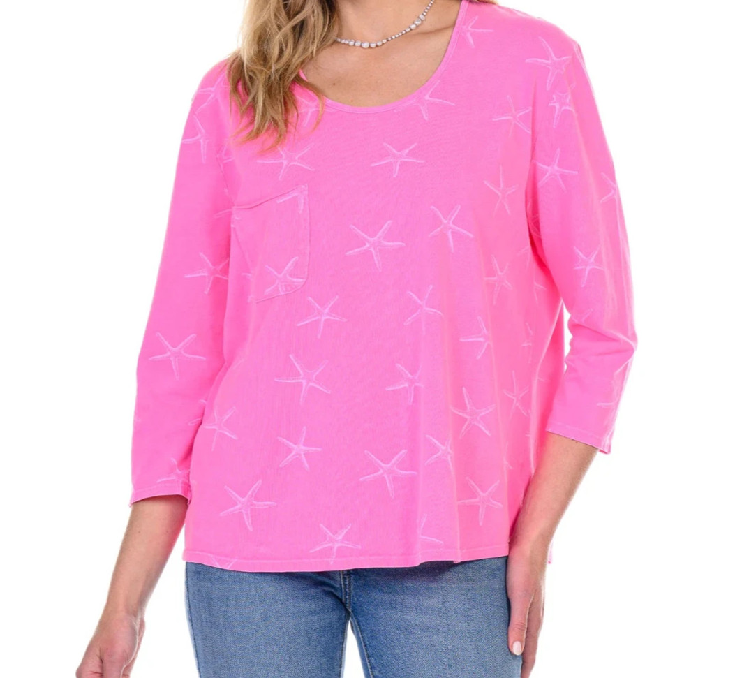 Fresh Produce o/s cosmos pink $59 Redi sea star starfish slouchy tee top nwt