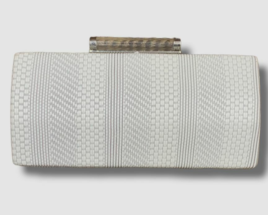$100 Neiman Marcus Women’s White Textured Faux-Leather Clutch Bag