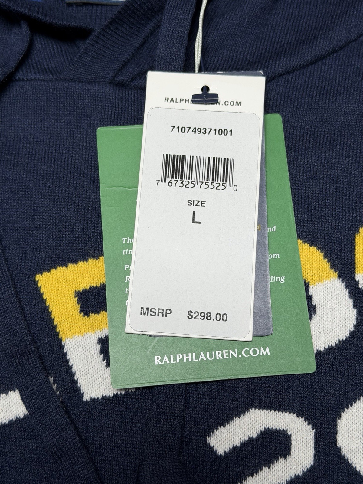 Polo Wimbledon 2019 Hoodie Authentic Size Large Navy Cotton / Cashmere NWT