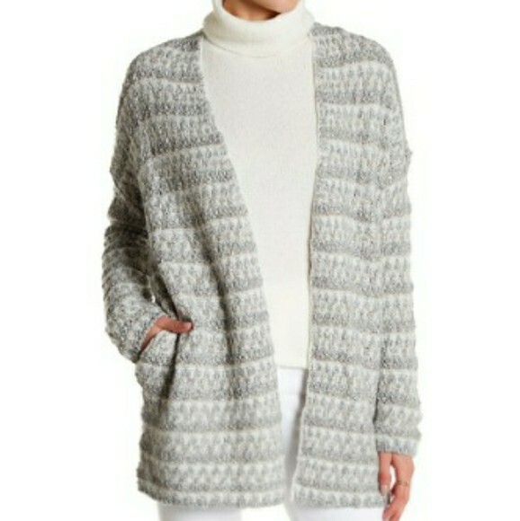 Joie Size S Loredo Boucle Cardigan Gray Knit Open Front