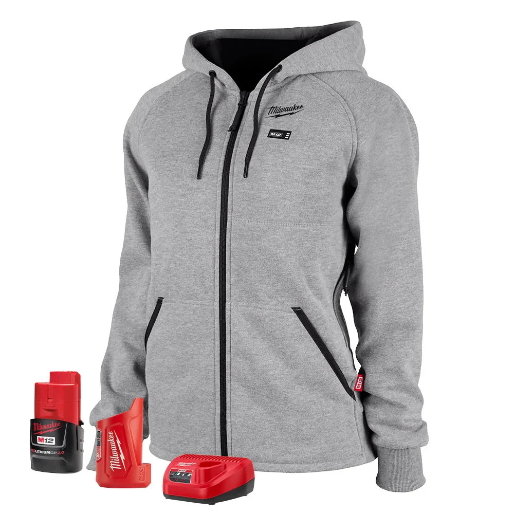 Milwaukee M12 Women’s Heated Hoodie Kit – Medium (Gray) (w/ Battery) – 336G-21M