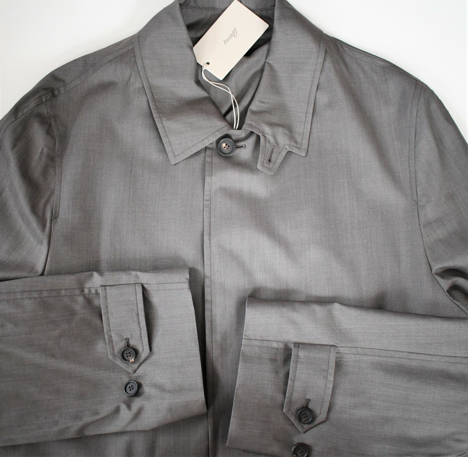 $3600 New BRIONI Gray Wool Silk OVERSIZED FOLDABLE TRAVEL CAR COAT XL
