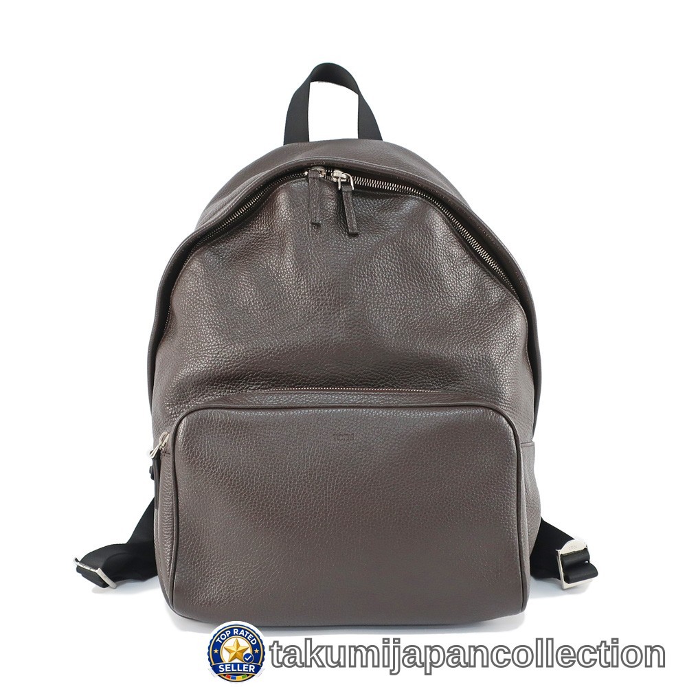 TOD’S Brown Leather Backpack Rucksack Italian Genuine Leather #M-4435