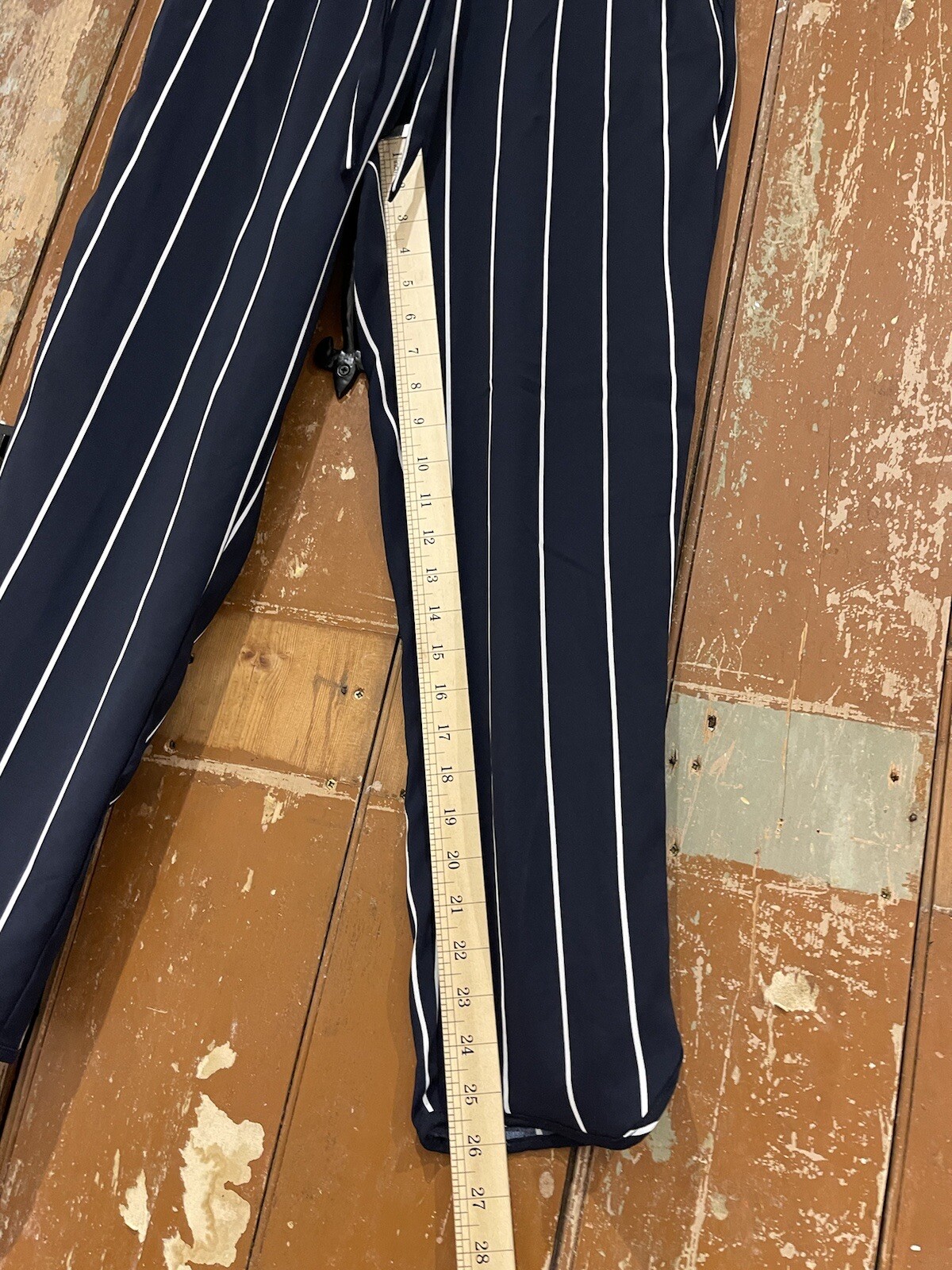 Zara Trafaluc Trousers Navy Blue Striped Elasticated Stretch Women’s Small