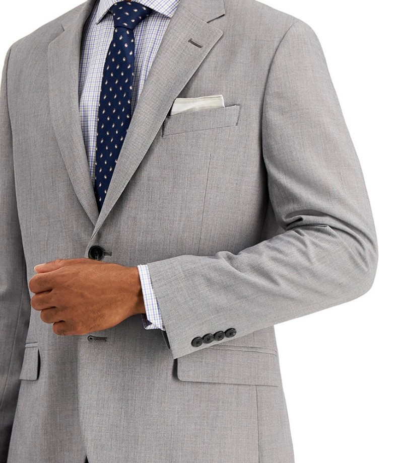 $395 NEW NAUTICA Mens 44R Light Gray Stretch 2 Piece Suit With Dress Pants 38×33