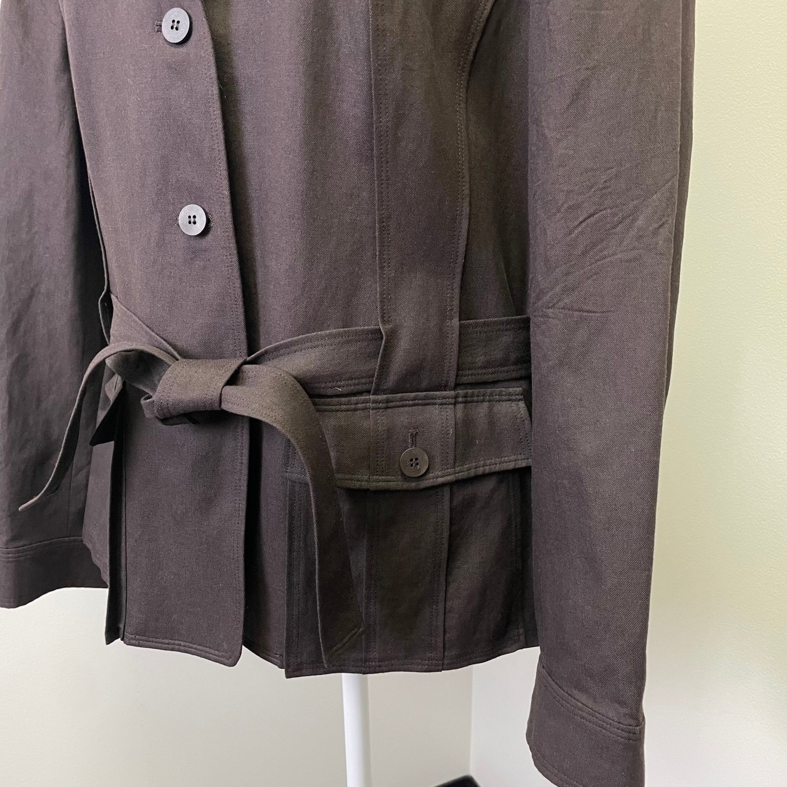 Vintage Talbots Linen Blend Blazer Brown Jacket Womens 18 Safari Quiet Luxury