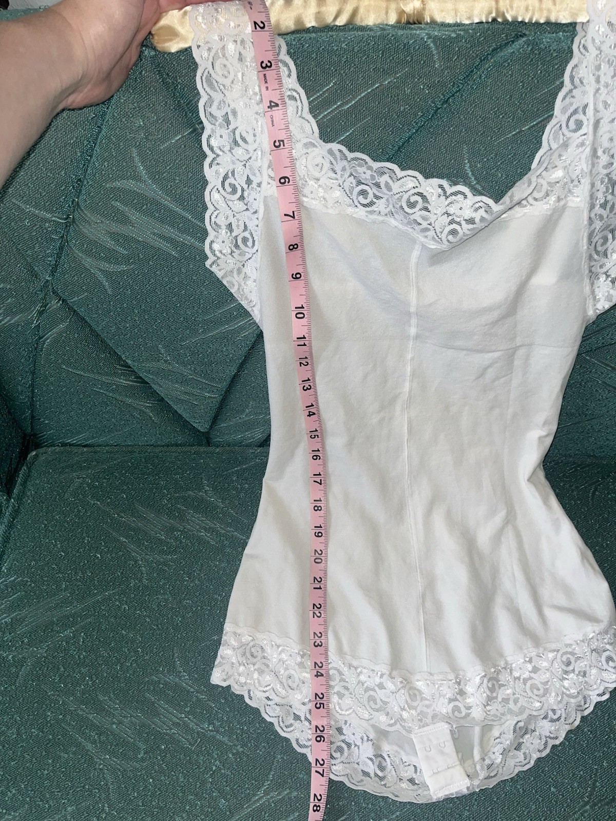 Samsara Body Shaper XL Cachetero White Lace Bodysuit Shapewear Teddy Cheeky