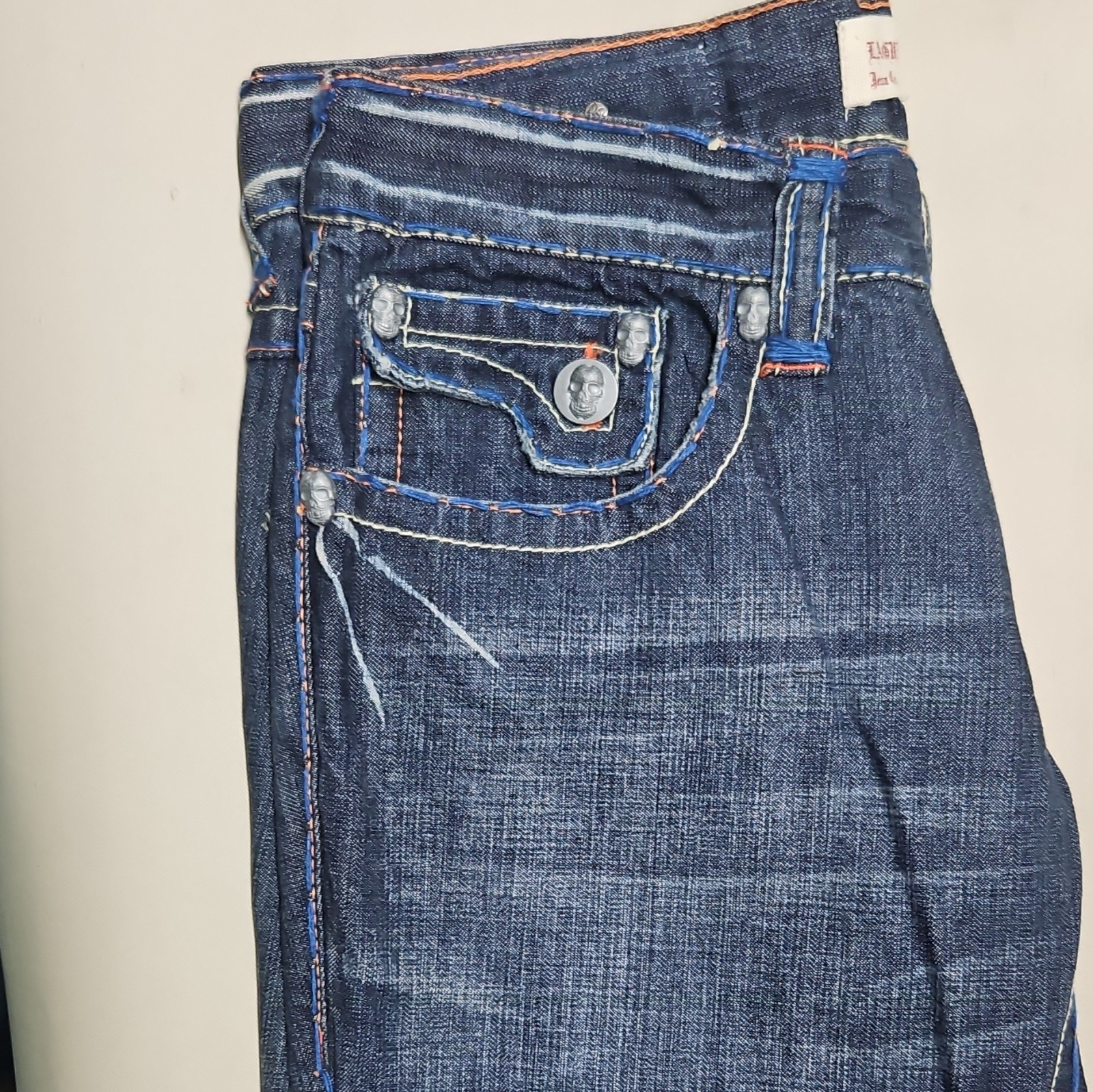 Laguna Beach Men’s Dark Wash Blue Denim Flared Jeans Regular Fit 5-Pocket