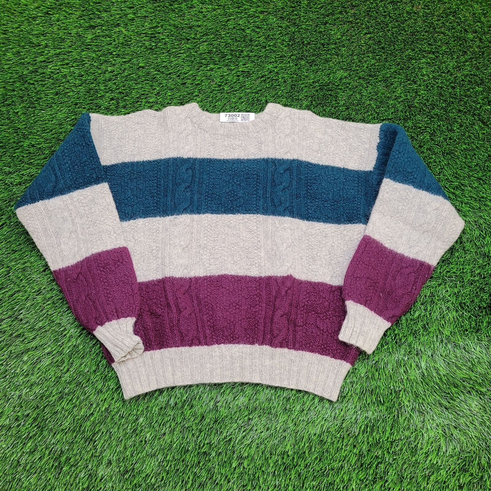 Shetland Wool Sweater Women Large 22×21 Gray Oversized Baggy