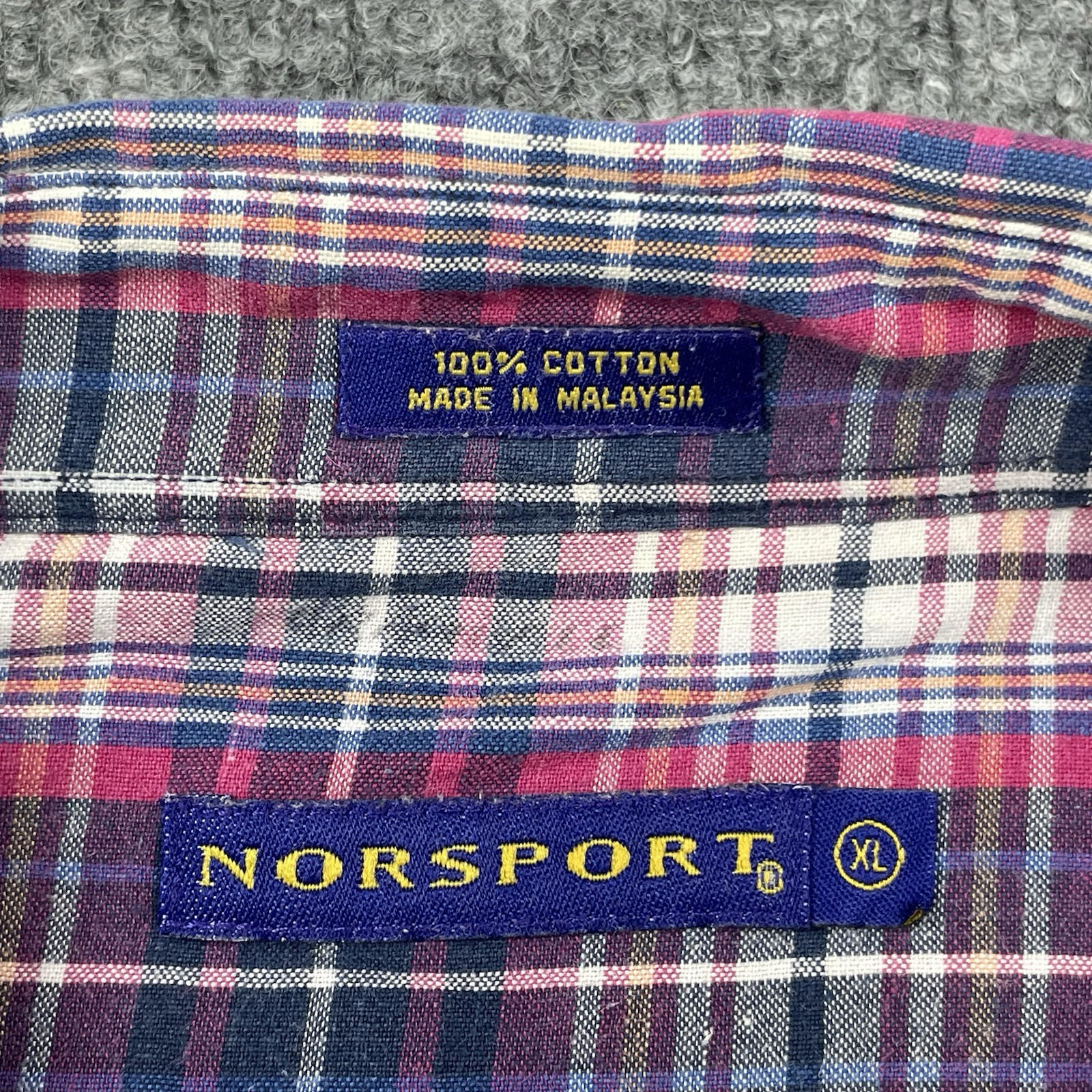 Vintage NORSPORT Shirt Men’s Extra Large Madras Button Up Plaid Checkered Preppy