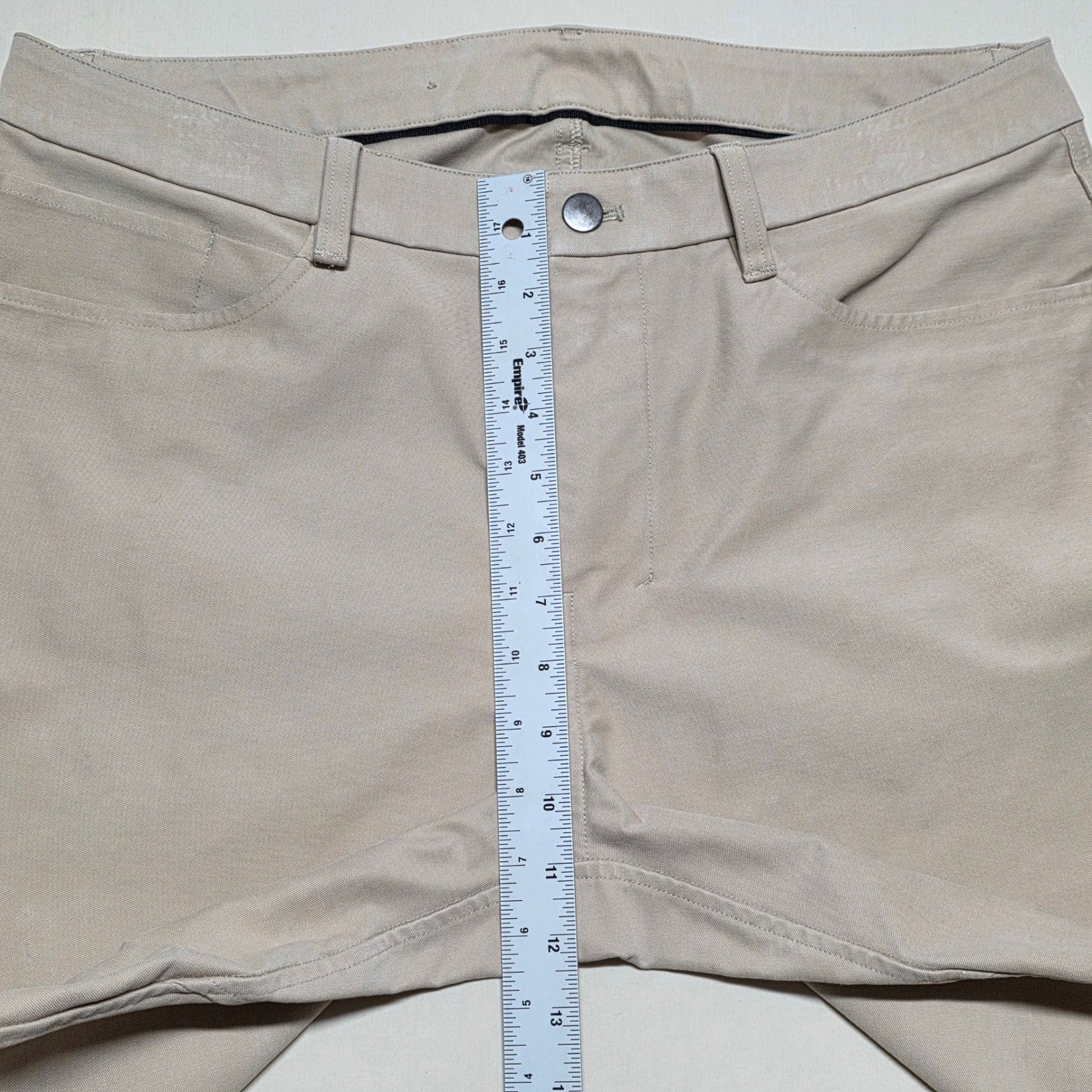 Lululemon ABC Pants Men 34 Tan Slim Fit Technical Stretch Casual Chinos Straight